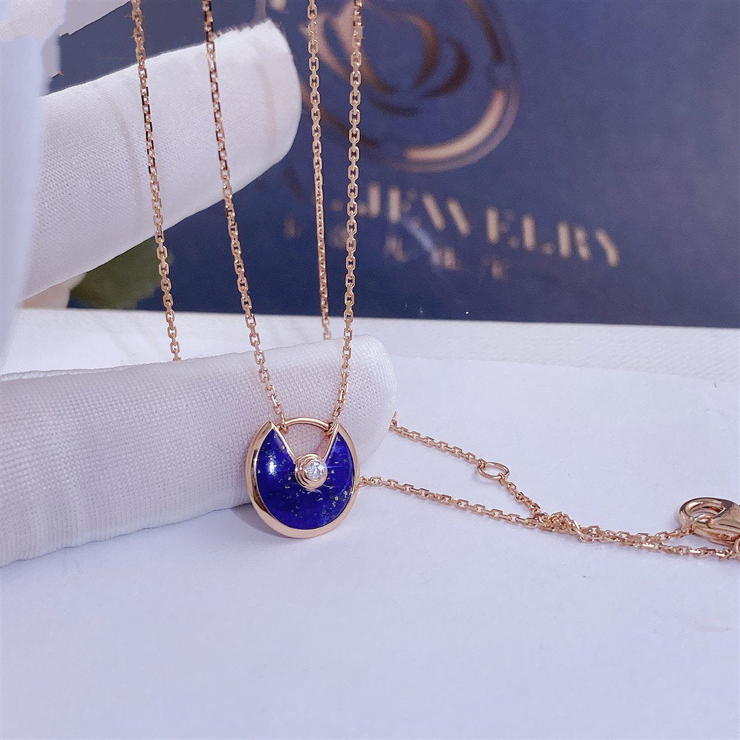 [Perla Lux]AMULETTE ROSE GOLD AGATE NECKLACE