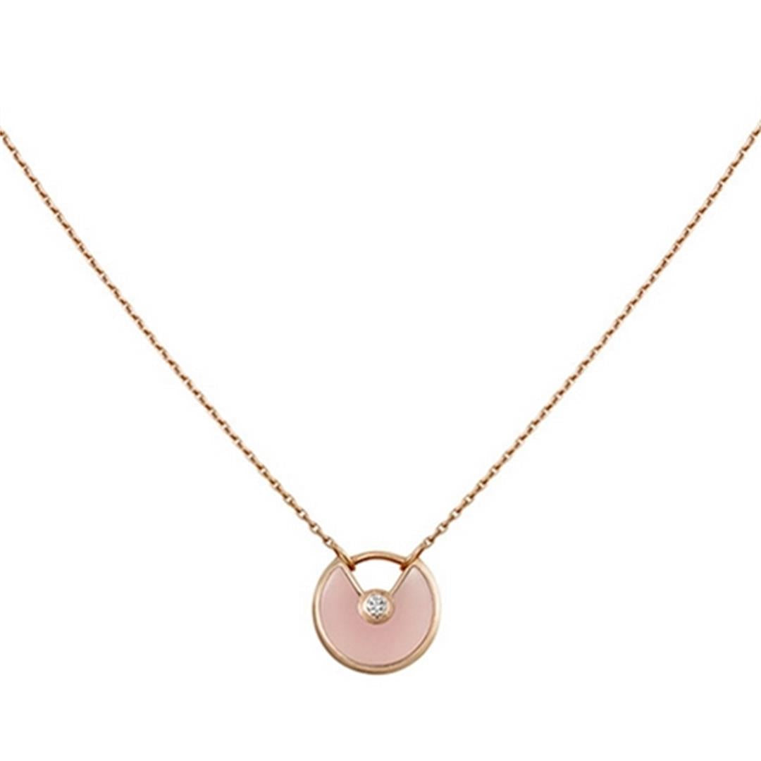 [Perla Lux]AMULETTE ROSE GOLD PINK MOP NECKLACE