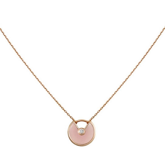 [Perla Lux]AMULETTE ROSE GOLD PINK MOP NECKLACE