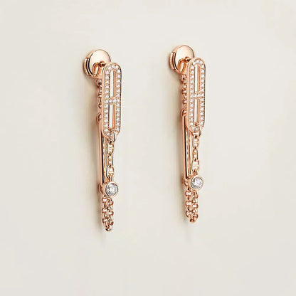 [Perla Lux]CHAINE CHAOS DIAMOND DROP EARRINGS