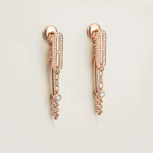 [Perla Lux]CHAINE CHAOS DIAMOND DROP EARRINGS