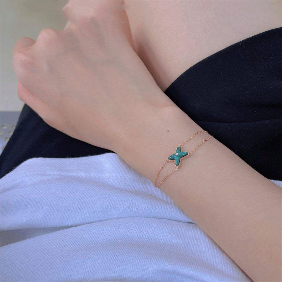[Perla Lux]JEUX BRACELET MALACHITE PINK GOLD 1 DIAMOND