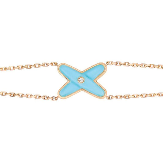 [Perla Lux]JEUX BRACELET TURQUOISE PINK GOLD 1 DIAMOND