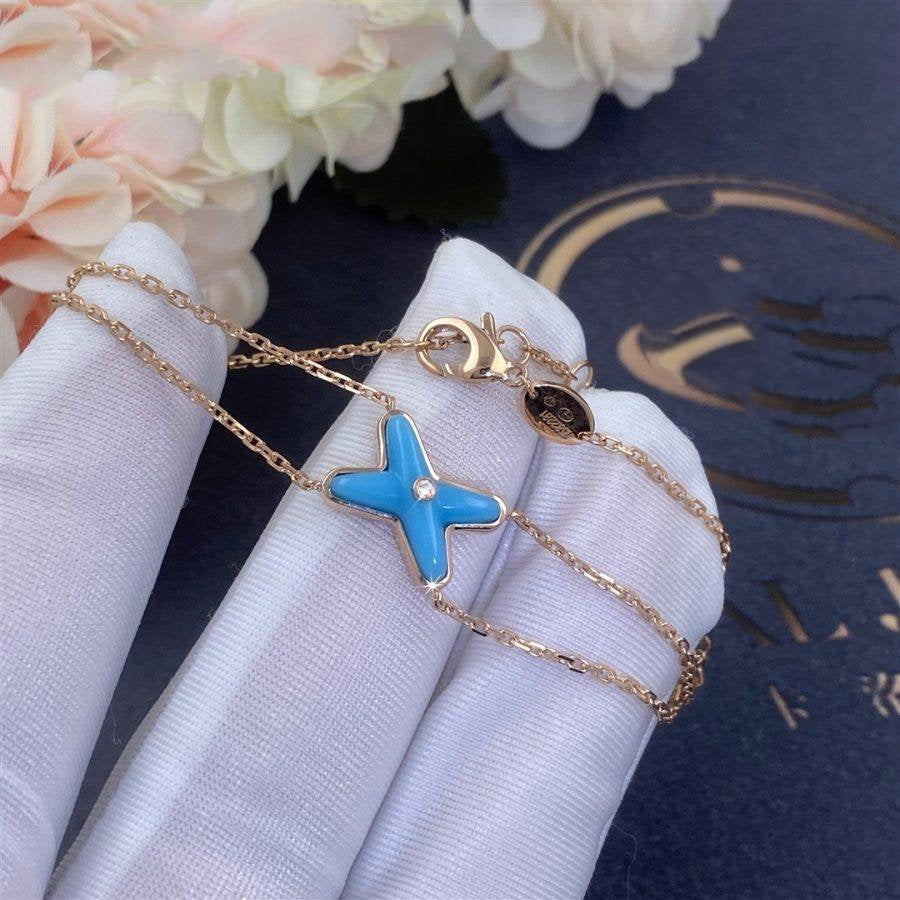 [Perla Lux]JEUX BRACELET TURQUOISE PINK GOLD 1 DIAMOND