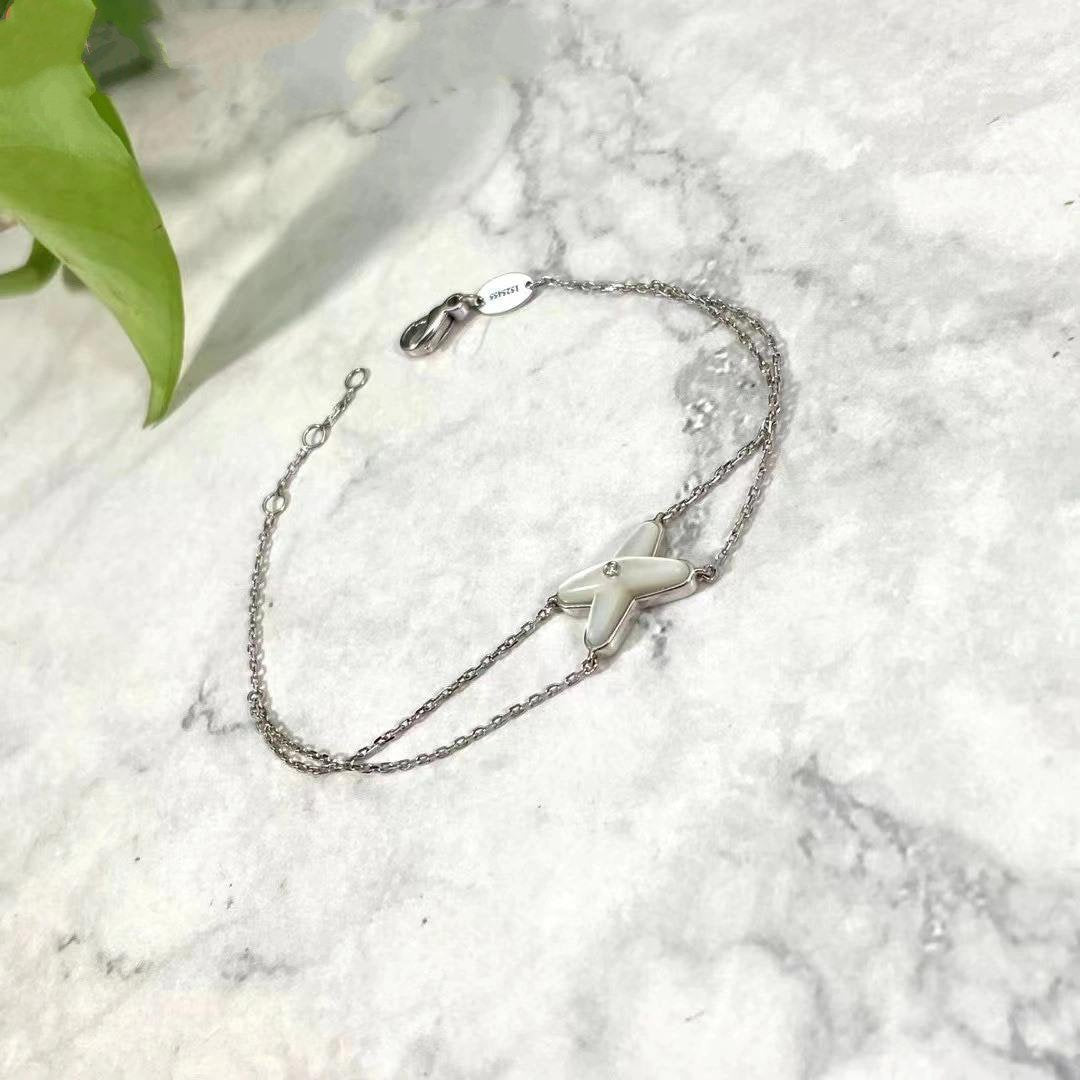 [Perla Lux]JEUX BRACELET WHITE MOP SILVER 1 DIAMOND