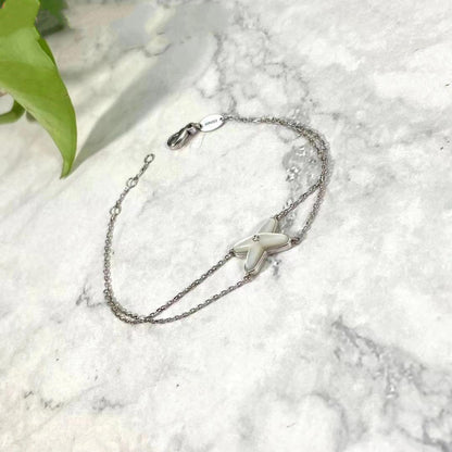 [Perla Lux]JEUX BRACELET WHITE MOP SILVER 1 DIAMOND