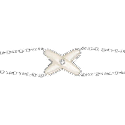 [Perla Lux]JEUX BRACELET WHITE MOP SILVER 1 DIAMOND
