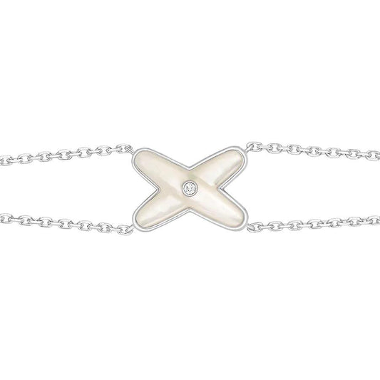 [Perla Lux]JEUX BRACELET WHITE MOP SILVER 1 DIAMOND
