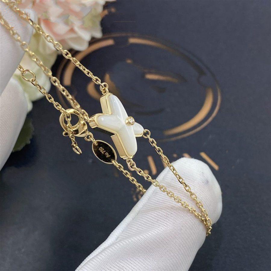 [Perla Lux]JEUX BRACELET WHITE MOP GOLD 1 DIAMOND