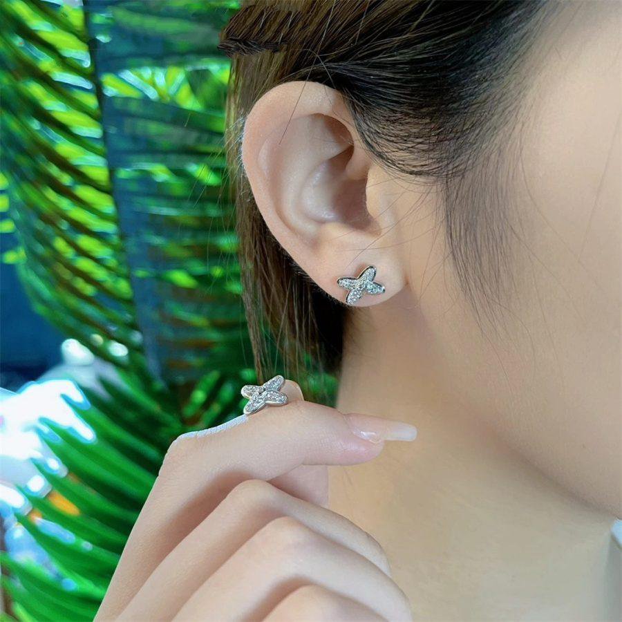 [Perla Lux]JEUX DE SILVER DIAMOND EARRINGS