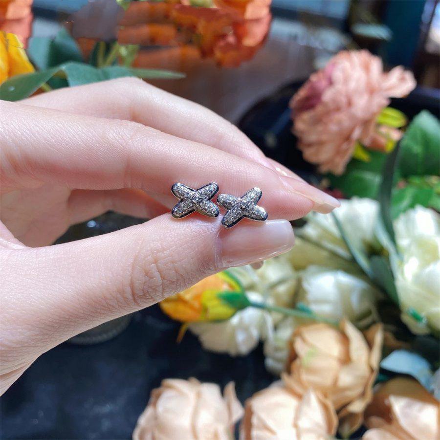 [Perla Lux]JEUX DE SILVER DIAMOND EARRINGS