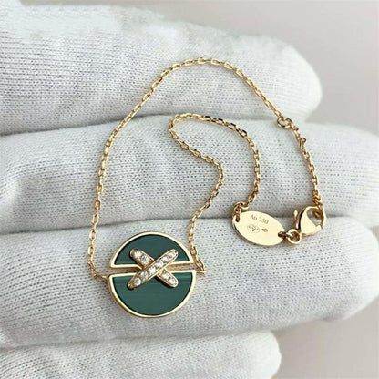 [Perla Lux]JEUX DE BRACELET MALACHITE PINK GOLD DIAMONDS