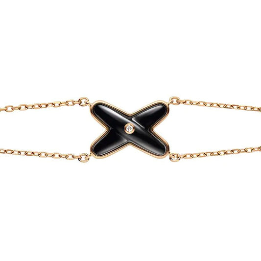 [Perla Lux]JEUX BRACELET ONYX PINK GOLD 1 DIAMOND