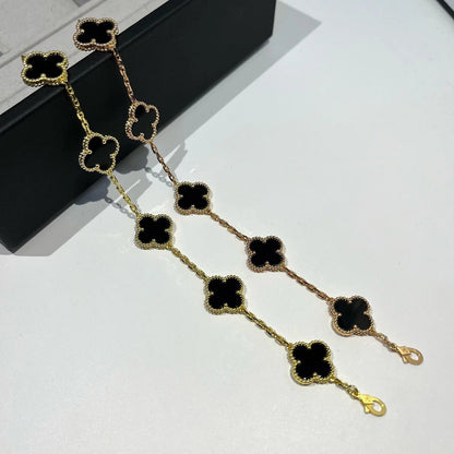 [Perla Lux]CLOVER  5 MOTIFS BLACK ONYX BRACELET