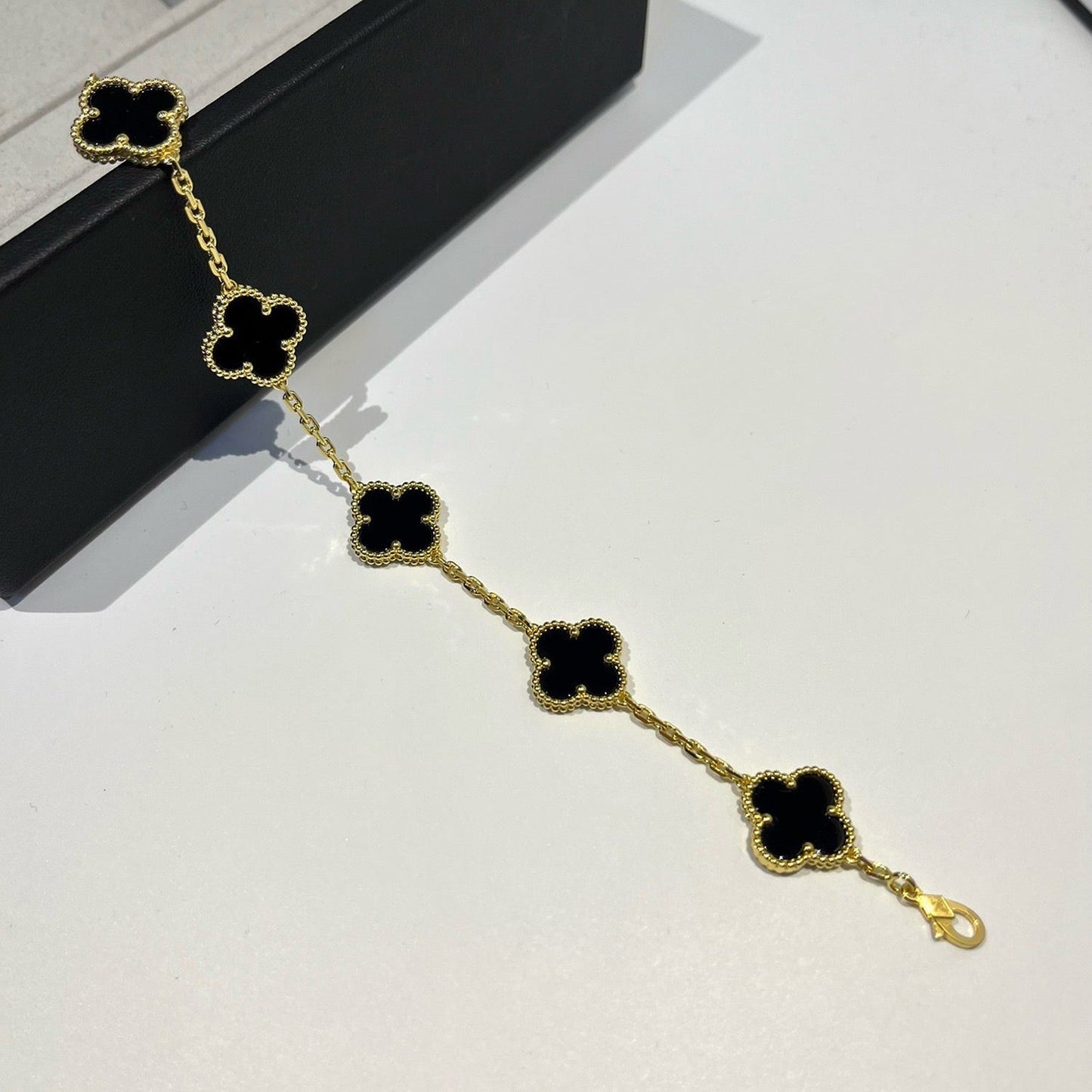[Perla Lux]CLOVER  5 MOTIFS BLACK ONYX BRACELET