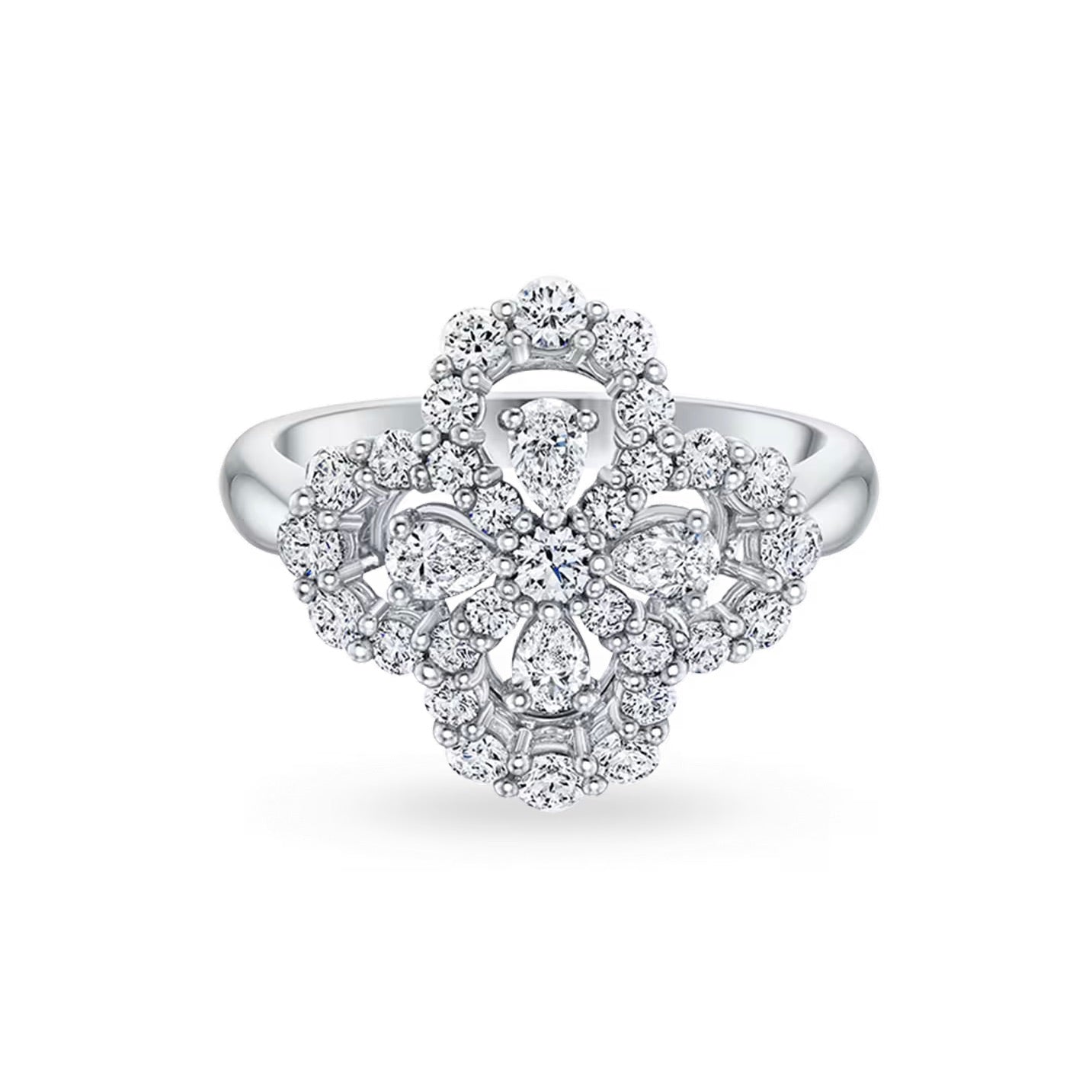 [Perla Lux]LOOP RING FULL MOTIF DIAMOND 16MM SILVE