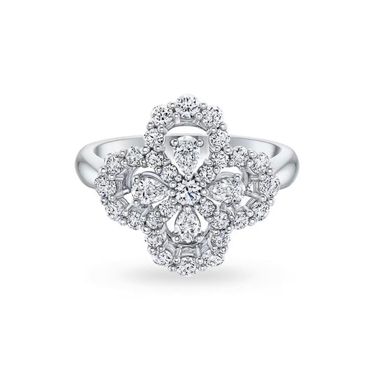 [Perla Lux]LOOP RING FULL MOTIF DIAMOND 16MM SILVE