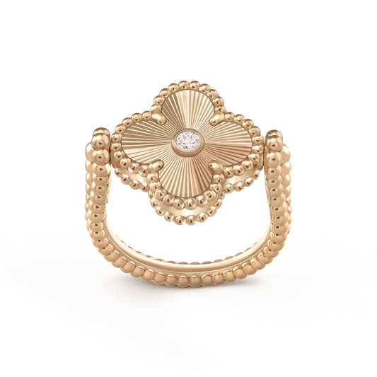 [Perla Lux]CLOVER RIVERSIBLE ROSE GOLD RING