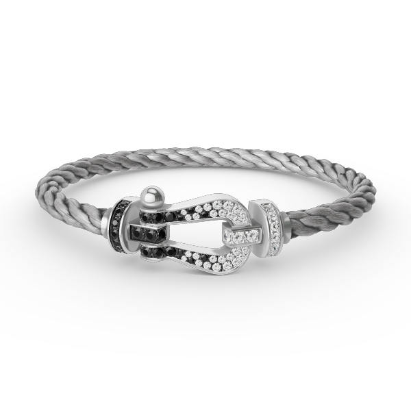 [Perla Lux]FORCE LARGE HORSESHOE BLACK WHITE DIAMOND BRACELET SILVER