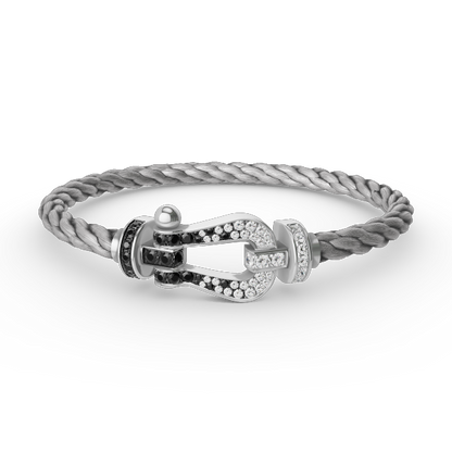 [Perla Lux]FORCE LARGE HORSESHOE BLACK WHITE DIAMOND BRACELET SILVER