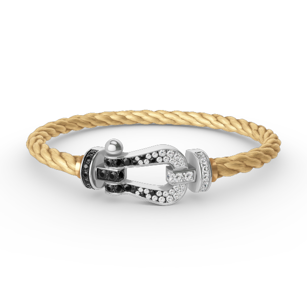 [Perla Lux]FORCE LARGE HORSESHOE BLACK WHITE DIAMOND BRACELET SILVER
