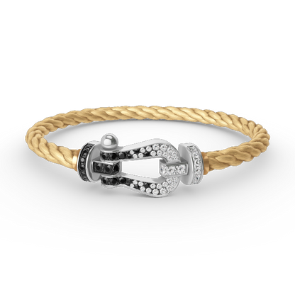 [Perla Lux]FORCE LARGE HORSESHOE BLACK WHITE DIAMOND BRACELET SILVER