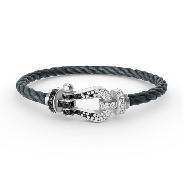 [Perla Lux]FORCE LARGE HORSESHOE BLACK WHITE DIAMOND BRACELET SILVER