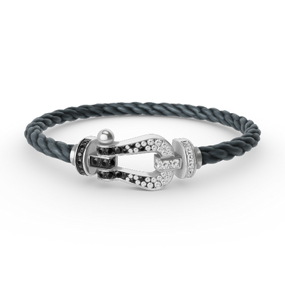 [Perla Lux]FORCE LARGE HORSESHOE BLACK WHITE DIAMOND BRACELET SILVER