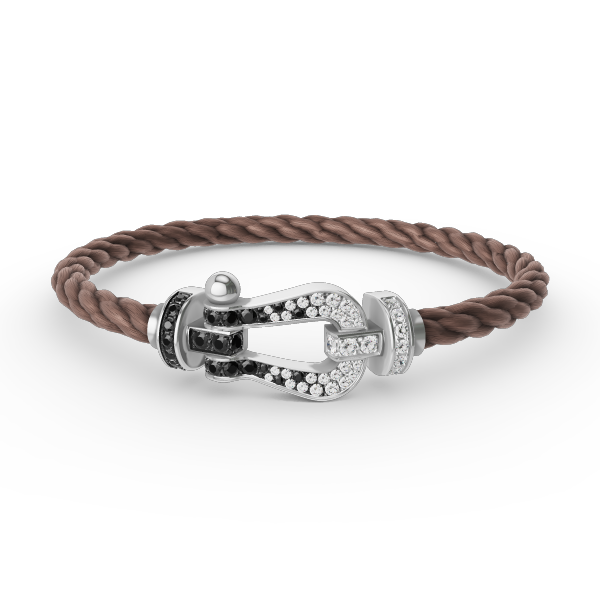 [Perla Lux]FORCE LARGE HORSESHOE BLACK WHITE DIAMOND BRACELET SILVER