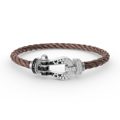 [Perla Lux]FORCE LARGE HORSESHOE BLACK WHITE DIAMOND BRACELET SILVER