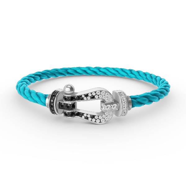 [Perla Lux]FORCE LARGE HORSESHOE BLACK WHITE DIAMOND BRACELET SILVER