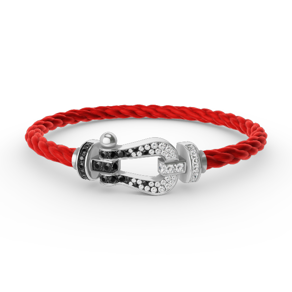 [Perla Lux]FORCE LARGE HORSESHOE BLACK WHITE DIAMOND BRACELET SILVER
