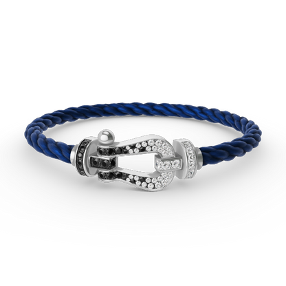 [Perla Lux]FORCE LARGE HORSESHOE BLACK WHITE DIAMOND BRACELET SILVER