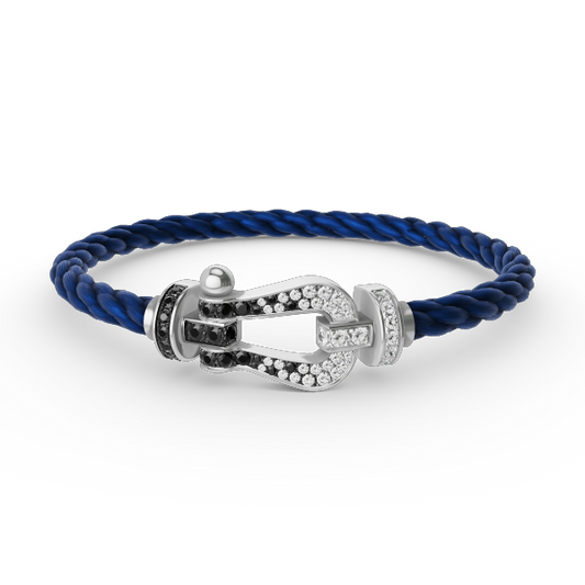 [Perla Lux]FORCE LARGE HORSESHOE BLACK WHITE DIAMOND BRACELET SILVER
