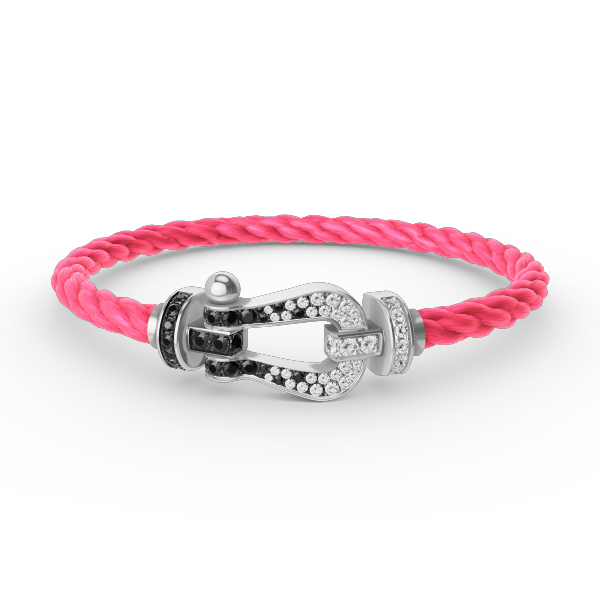 [Perla Lux]FORCE LARGE HORSESHOE BLACK WHITE DIAMOND BRACELET SILVER