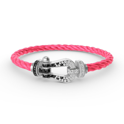 [Perla Lux]FORCE LARGE HORSESHOE BLACK WHITE DIAMOND BRACELET SILVER