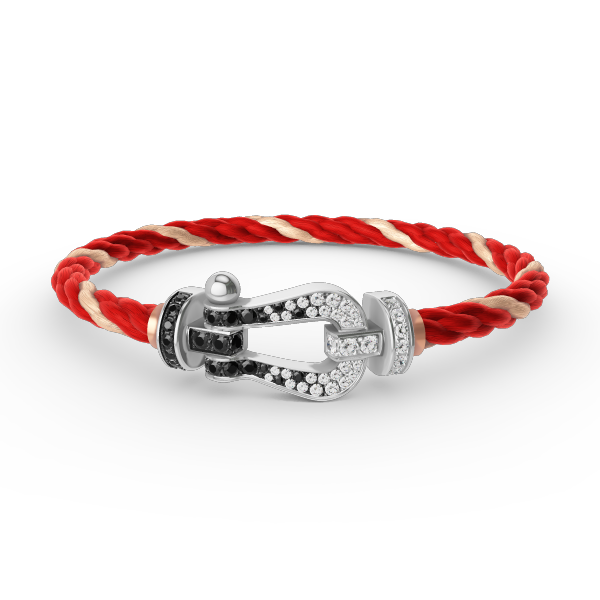 [Perla Lux]FORCE LARGE HORSESHOE BLACK WHITE DIAMOND BRACELET SILVER