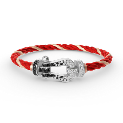 [Perla Lux]FORCE LARGE HORSESHOE BLACK WHITE DIAMOND BRACELET SILVER