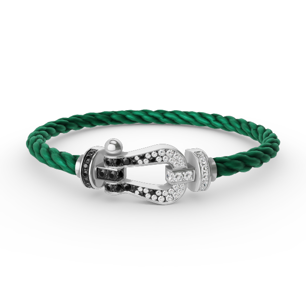 [Perla Lux]FORCE LARGE HORSESHOE BLACK WHITE DIAMOND BRACELET SILVER