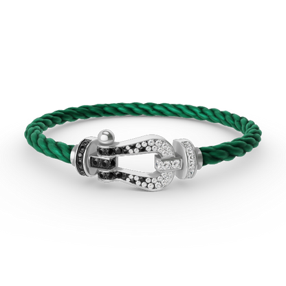 [Perla Lux]FORCE LARGE HORSESHOE BLACK WHITE DIAMOND BRACELET SILVER