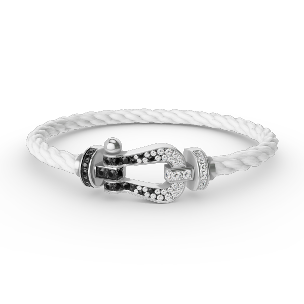[Perla Lux]FORCE LARGE HORSESHOE BLACK WHITE DIAMOND BRACELET SILVER