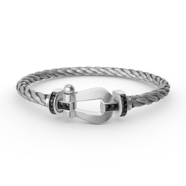 [Perla Lux]FORCE LARGE HORSESHOE BLACK DIAMOND BRACELET SILVER