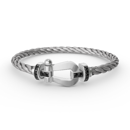 [Perla Lux]FORCE LARGE HORSESHOE BLACK DIAMOND BRACELET SILVER