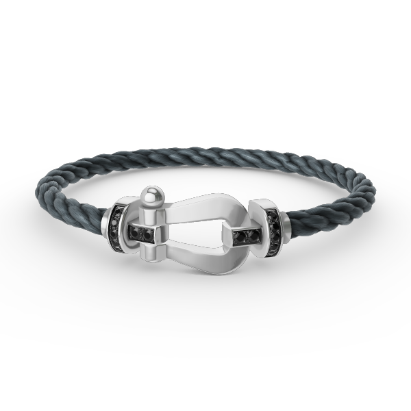 [Perla Lux]FORCE LARGE HORSESHOE BLACK DIAMOND BRACELET SILVER