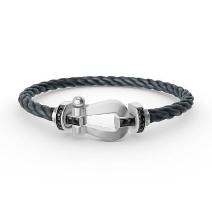 [Perla Lux]FORCE LARGE HORSESHOE BLACK DIAMOND BRACELET SILVER