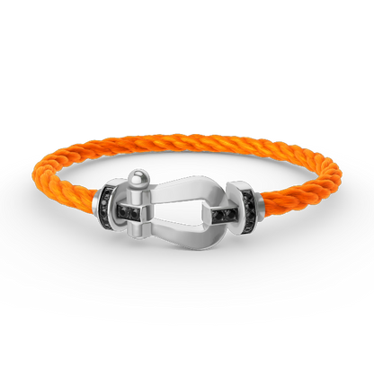 [Perla Lux]FORCE LARGE HORSESHOE BLACK DIAMOND BRACELET SILVER