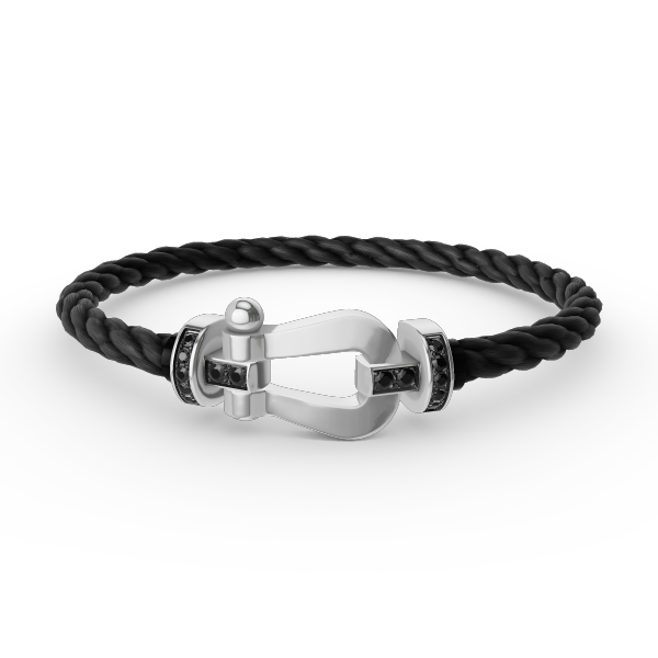 [Perla Lux]FORCE LARGE HORSESHOE BLACK DIAMOND BRACELET SILVER