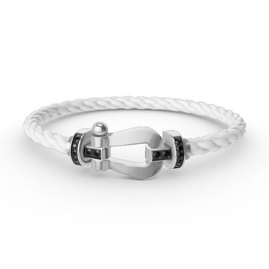 [Perla Lux]FORCE LARGE HORSESHOE BLACK DIAMOND BRACELET SILVER