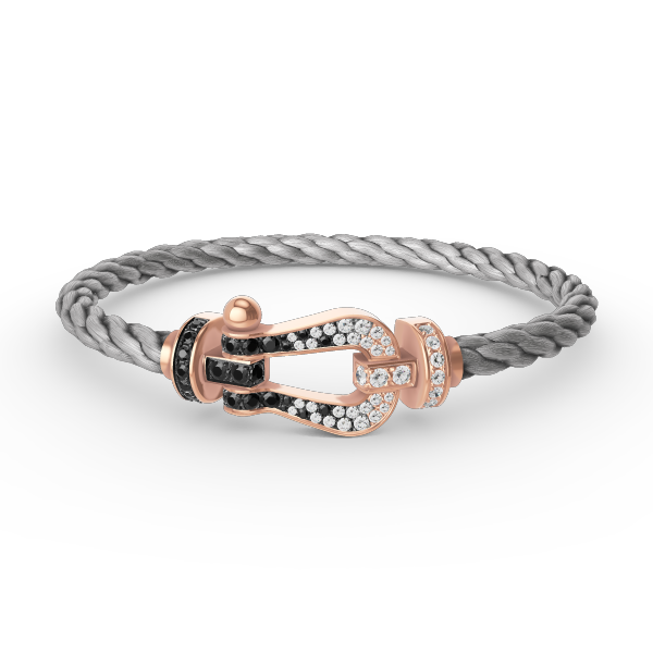 [Perla Lux]FORCE LARGE HORSESHOE BLACK WHITE DIAMOND BRACELET ROSE GOLD