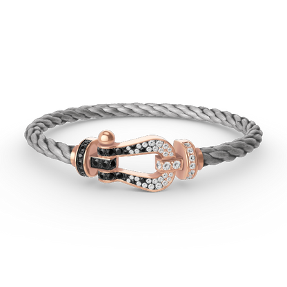 [Perla Lux]FORCE LARGE HORSESHOE BLACK WHITE DIAMOND BRACELET ROSE GOLD